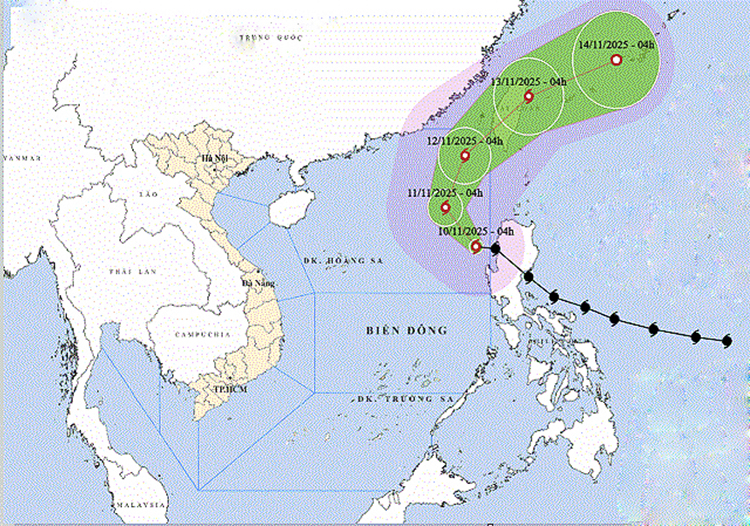 Bão số 14 gây gió mạnh trên khu vực Bắc Biển Đông