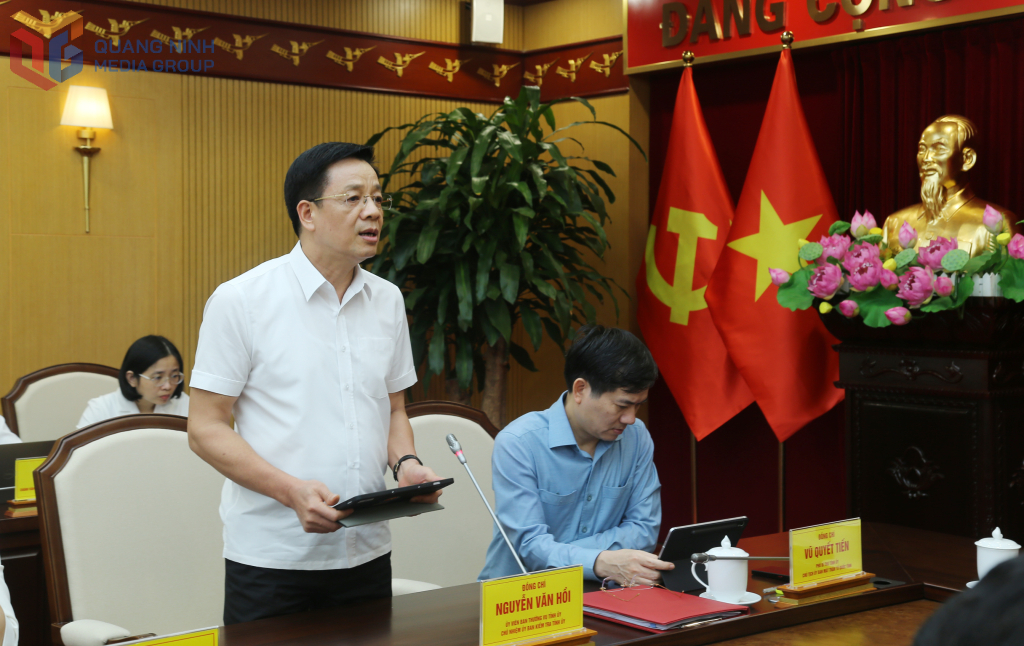 Ông Nguyễn Văn Hồi, Chủ nhiệm Ủy ban Kiểm tra Tỉnh ủy Quảng Ninh, phát biểu tại hội nghị.