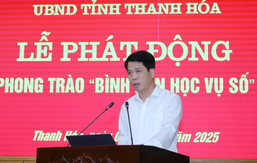 Trưởng Ban Tuyên giáo và Dân vận Tỉnh ủy Thanh Hóa - ông Đào Xuân Yên phát biểu tại buổi Lễ phát động.