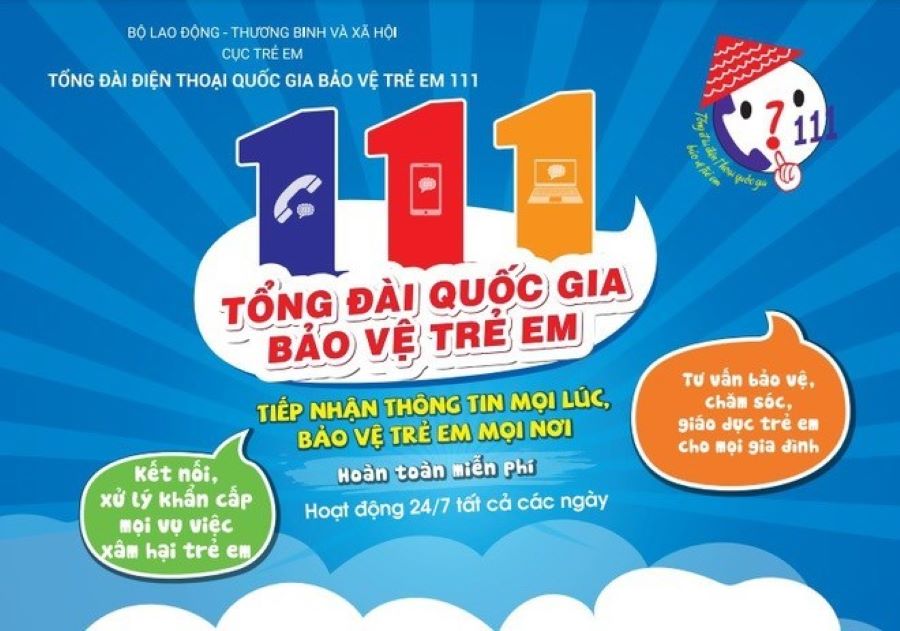Tổng đài điện thoại quốc gia bảo vệ trẻ em (số 111).