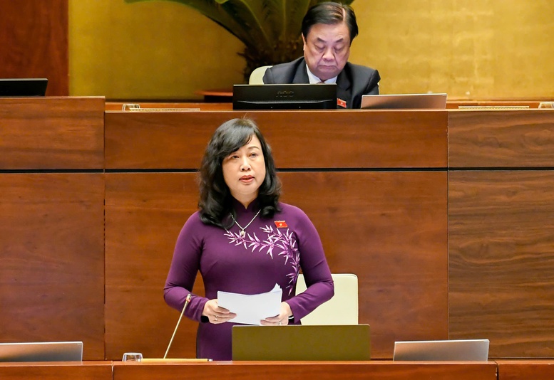 Bộ trưởng Bộ Y tế Đào Hồng Lan phát biểu, giải trình, làm rõ các ý kiến của đại biểu Quốc hội - Ảnh: VGP/Nhật Bắc