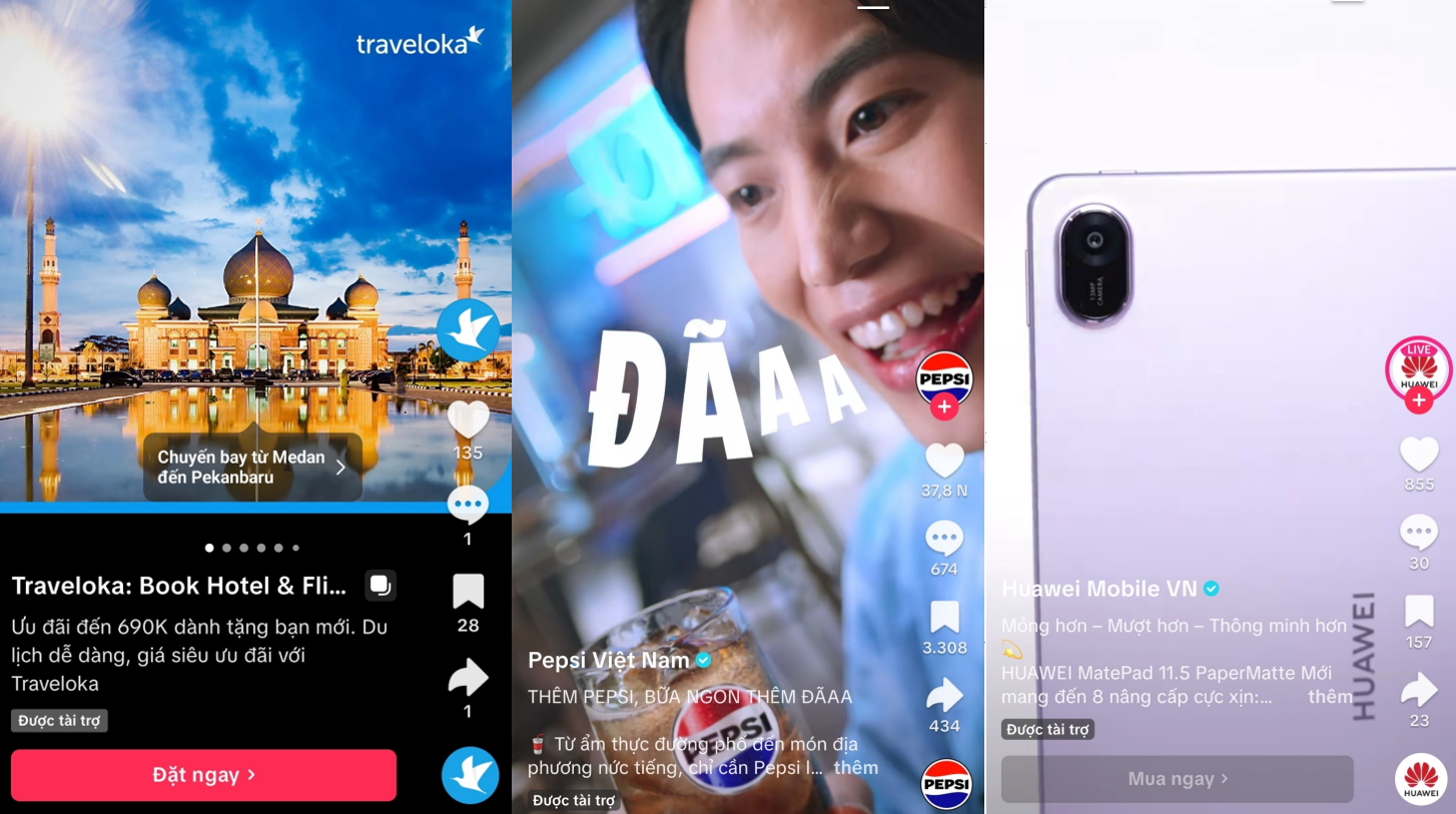 Các thương hiệu lớn tham gia quảng cáo trên Tiktok