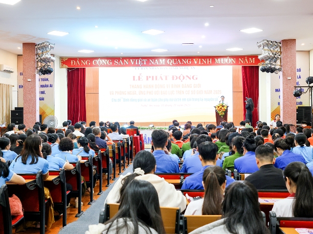 Nghệ An phát động Tháng hành động vì bình đẳng giới: Quyết tâm thu hẹp khoảng cách giới trong thời đại số. Nghệ An phát động Tháng hành động vì bình đẳng giới: Quyết tâm thu hẹp khoảng cách giới trong thời đại số.