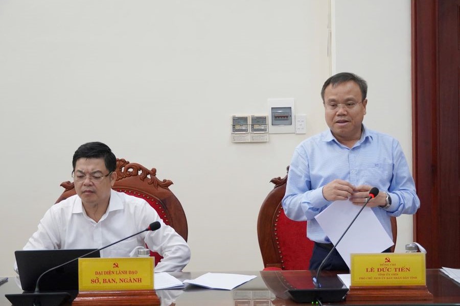 Phó Chủ tịch UBND tỉnh Quảng Trị Lê Đức Tiến phát biểu tại buổi làm việc.