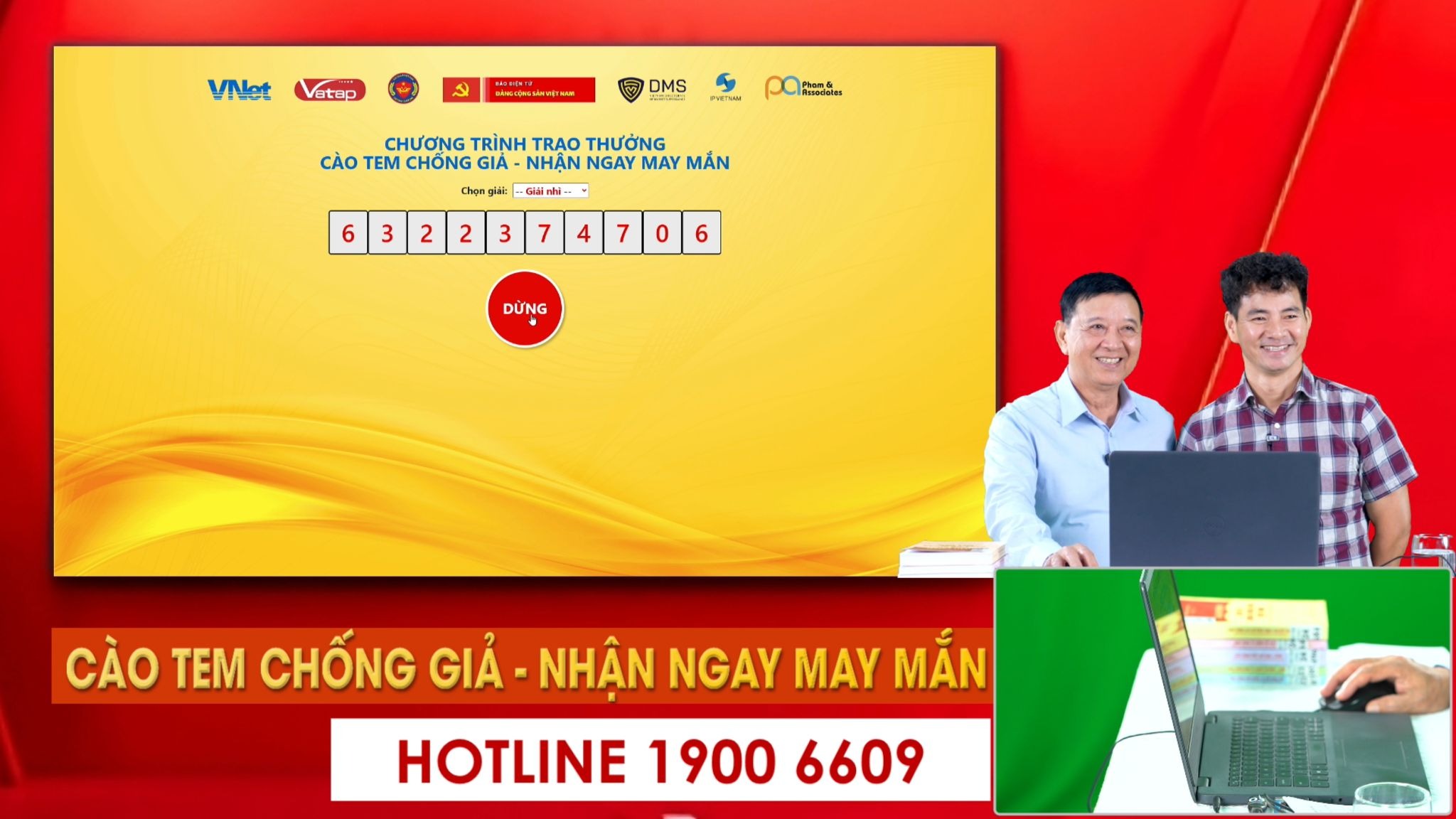 Ông Nguyễn Đăng Sinh, Chủ tịch Hiệp hội Chống hàng giả và bảo vệ thương hiệu Việt Nam tham gia quay thưởng tại Chương trình.