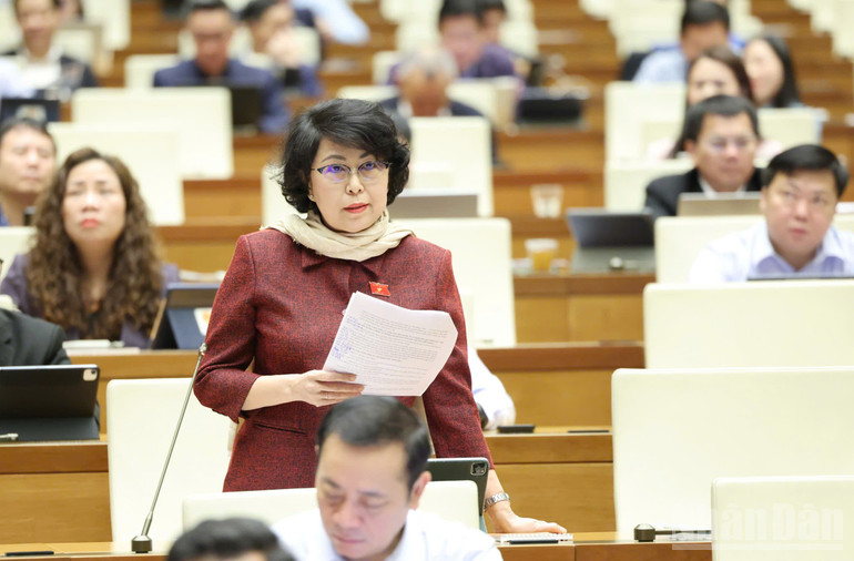 Đại biểu Tô Thị Bích Châu (Thành phố Hồ Chí Minh) phát biểu. (Ảnh: DUY LINH)