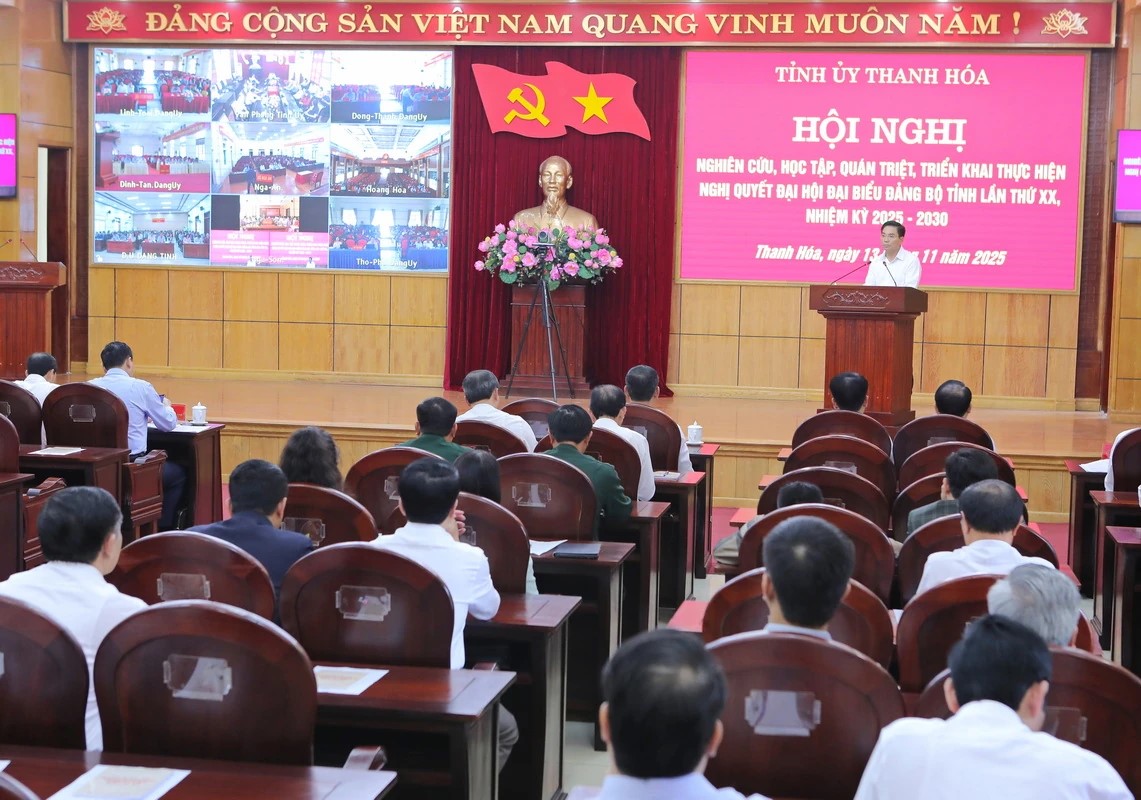 Hội nghị nghiên cứu, triển khai Nghị quyết Đại hội đại biểu Đảng bộ tỉnh Thanh Hóa lần thứ XX, nhiệm kỳ 2025-2030