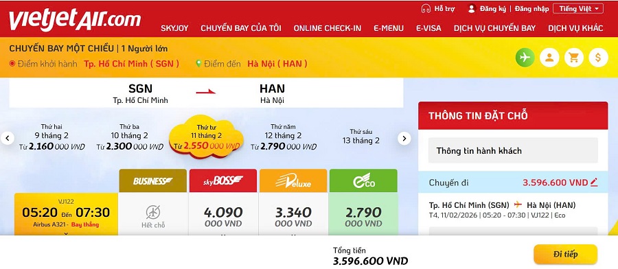 Giá vé máy bay của hãng Vietjet chặng TP. HCM – Hà Nội có giá khoảng 3,6 triệu đồng/lượt hạng phổ thông Giá vé máy bay của hãng Vietjet chặng TP. HCM – Hà Nội có giá khoảng 3,6 triệu đồng/lượt hạng phổ thông