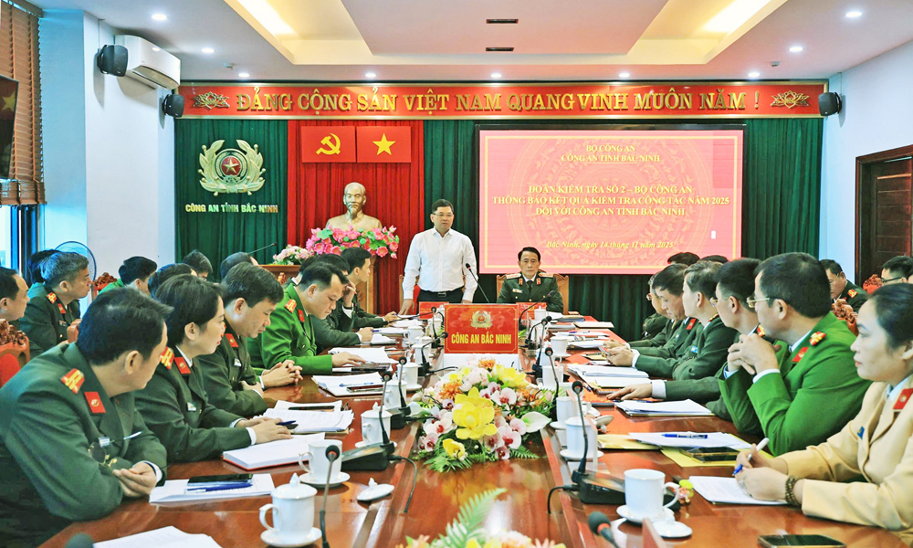 Đoàn công tác Bộ Công an kiểm tra tình hình thực hiện nhiệm vụ tại Công an tỉnh Bắc Ninh