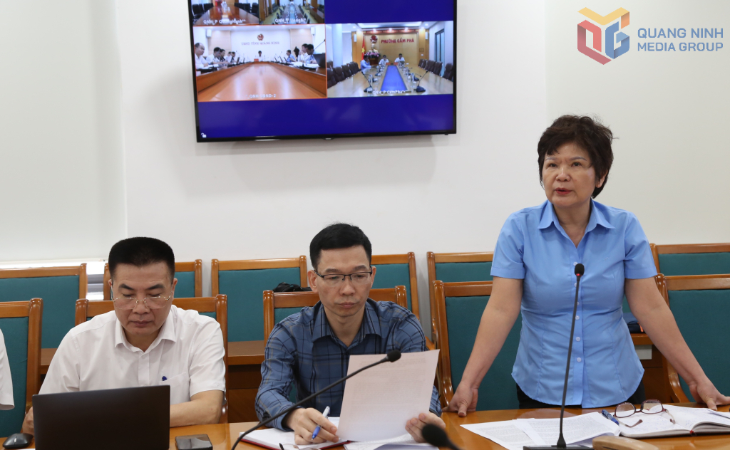 Đại diện Công ty Than Quang Hanh phát biểu ý kiến tại cuộc họp.