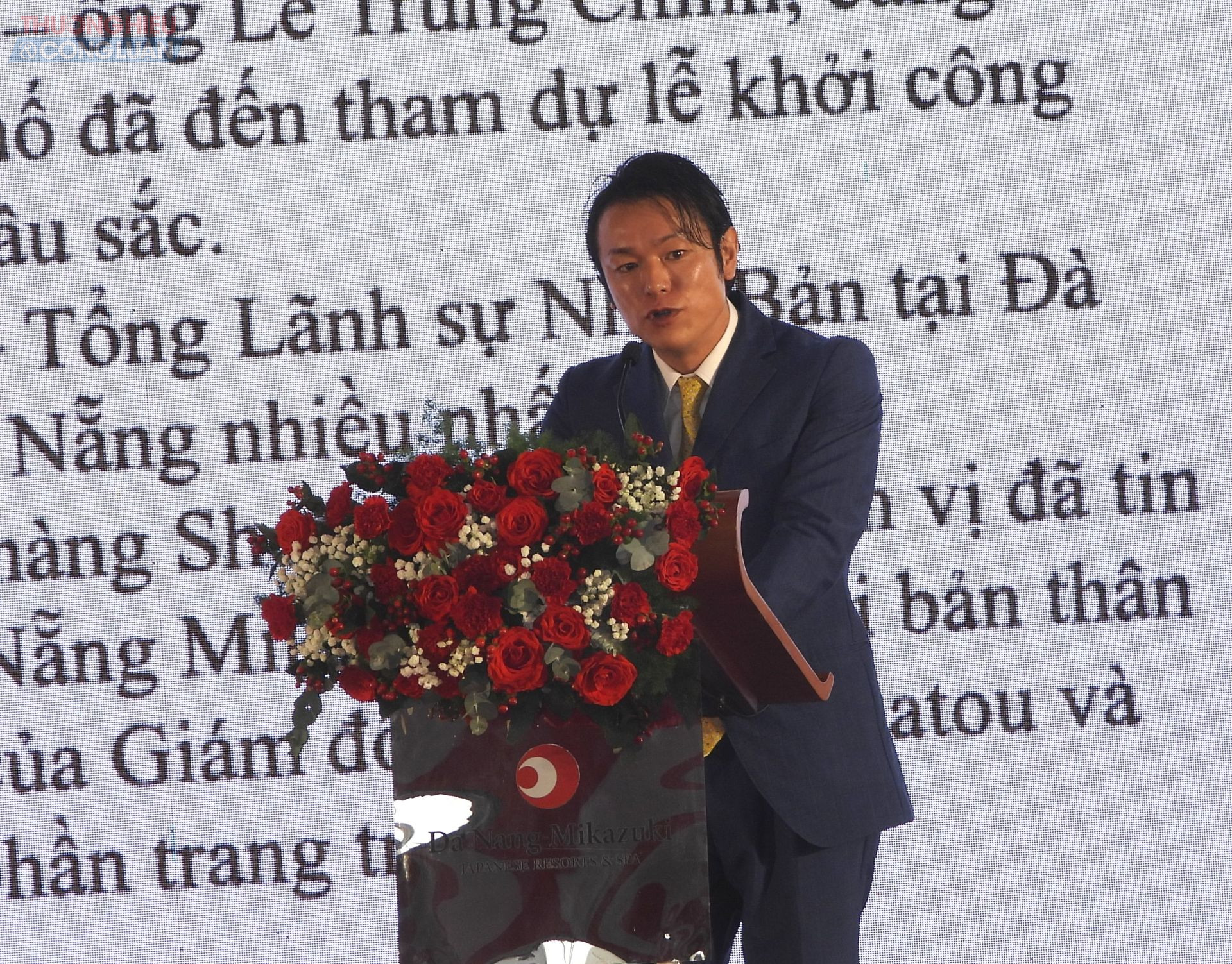 Ông Yoshimune Odaka - Chủ tịch Tập đoàn Mikazuki phát biểu.