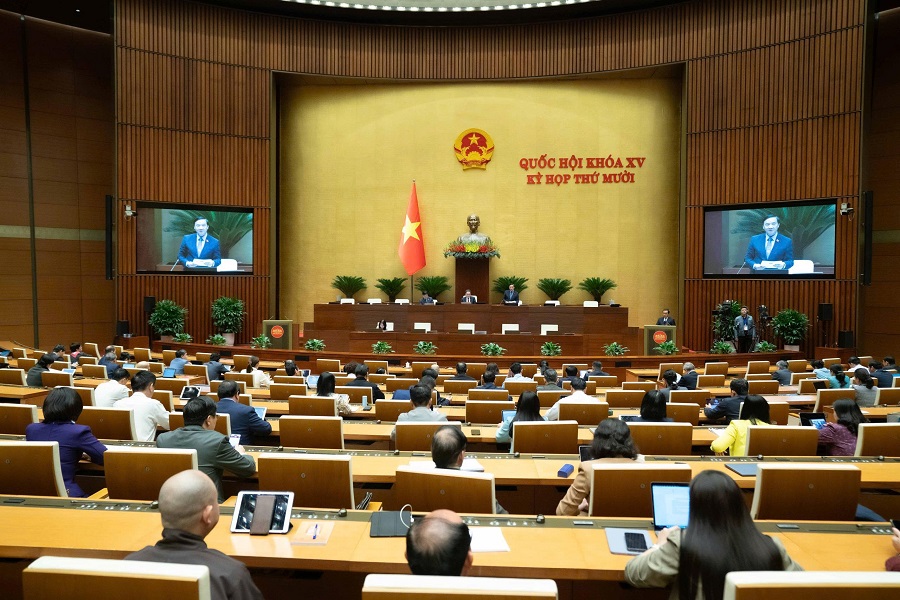 Quốc hội nghe trình bày Tờ trình và Báo cáo thẩm tra về dự thảo Nghị quyết của Quốc hội quy định một số cơ chế, chính sách tháo gỡ khó khăn, vướng mắc trong tổ chức thi hành Luật Đất đai