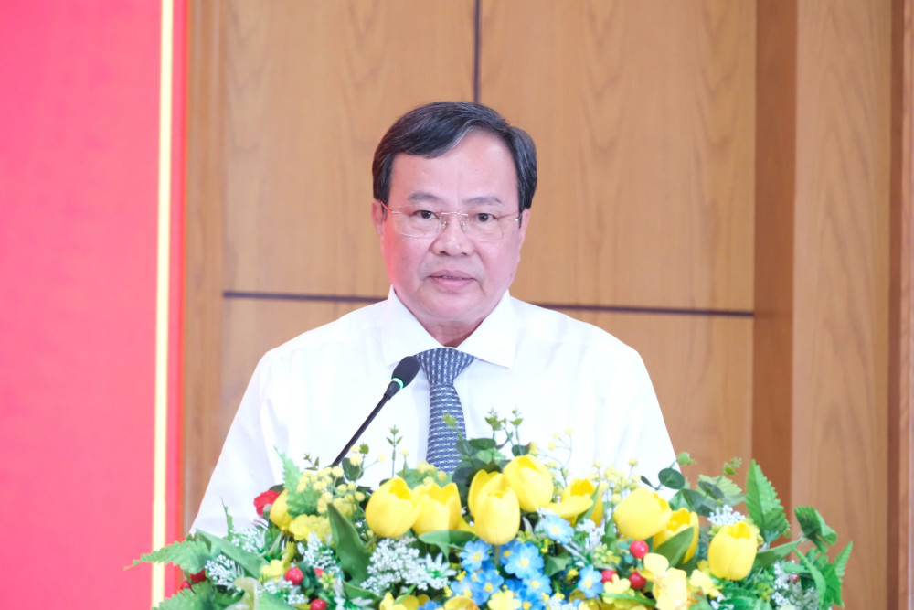 Ông Lê Văn Hẳn phát biểu nhận nhiệm vụ mới tại tỉnh Tây Ninh