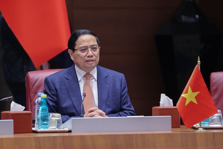 Thủ tướng khẳng định, trải qua hơn 6 thập niên hợp tác hữu nghị, Việt Nam luôn ghi nhớ sự ủng hộ và giúp đỡ của Algeria cho sự nghiệp đấu tranh giải phóng dân tộc trước đây và trong công cuộc xây dựng, phát triển đất nước ngày nay - Ảnh: VGP/Nhật Bắc