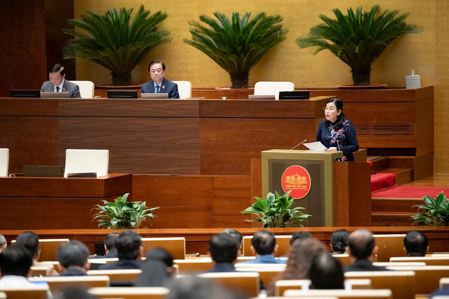 Quốc hội nghe Chủ nhiệm Ủy ban KH,CN&MT Nguyễn Thanh Hải báo cáo thẩm tra về dự án Luật Trí tuệ nhân tạo