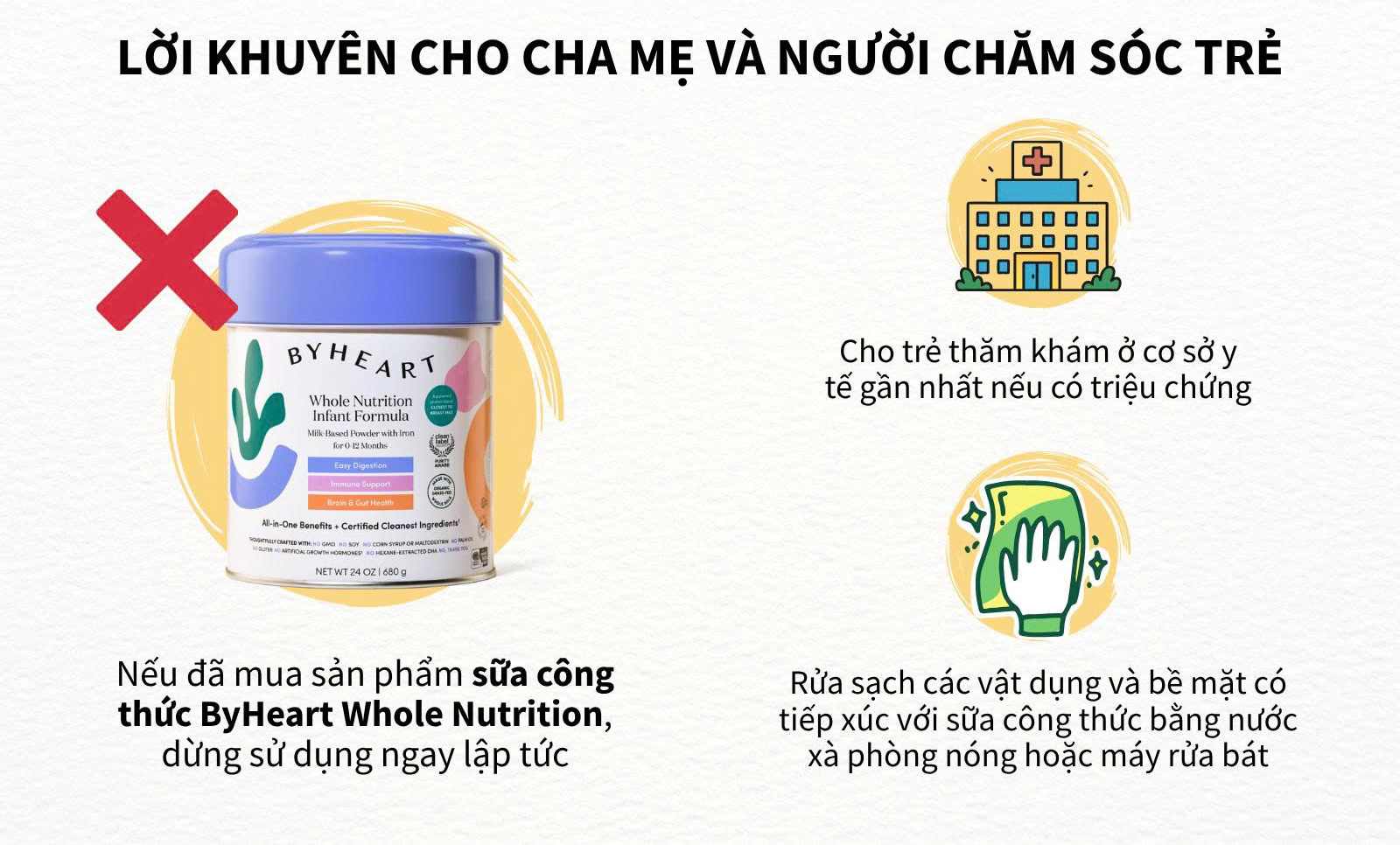 Cảnh báo nguy cơ ngộ độc botulism từ sữa công thức ByHeart, yêu cầu rà soát bản công bố và thu hồi sản phẩm