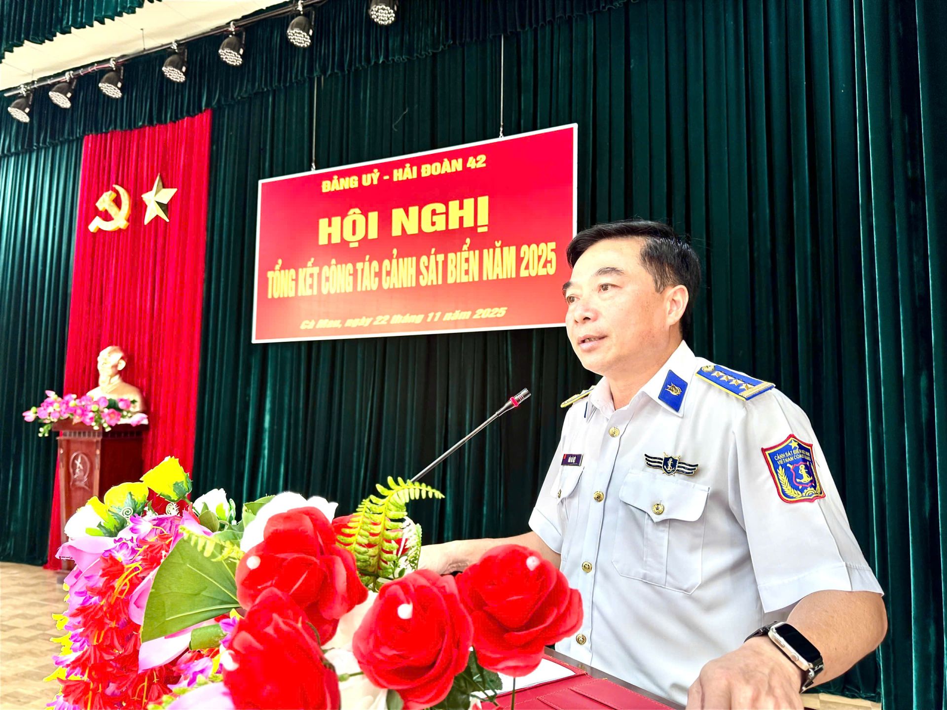 Đại tá Đào Bá Việt, Tư lệnh Vùng Cảnh sát biển 4 phát biểu chỉ đạo tại Hội nghị Tổng kết công tác Cảnh sát biển của Hải đoàn 42