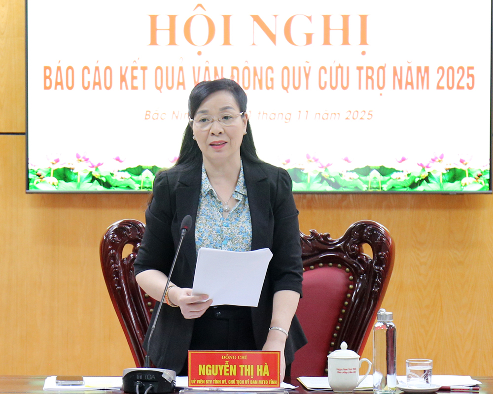 Đồng ch&iacute; Nguyễn Thị H&agrave; kết luận tại hội nghị.