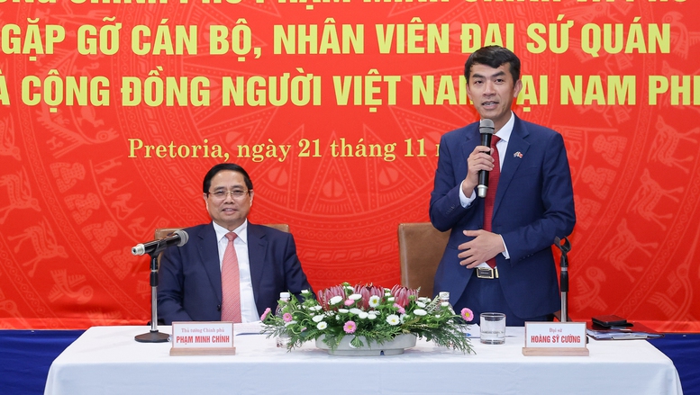 Đại sứ Việt Nam tại Nam Phi Ho&agrave;ng Sỹ Cương ph&aacute;t biểu - Ảnh: VGP/Nhật Bắc