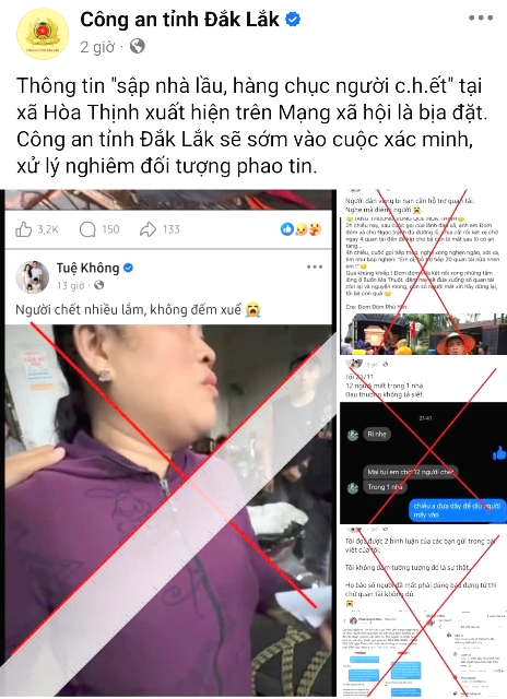 Công an tỉnh Đắk Lắk tiếp tục rà soát, xử lý các trường hợp đăng thông tin sai sự thật gây hoang mang dư luận.