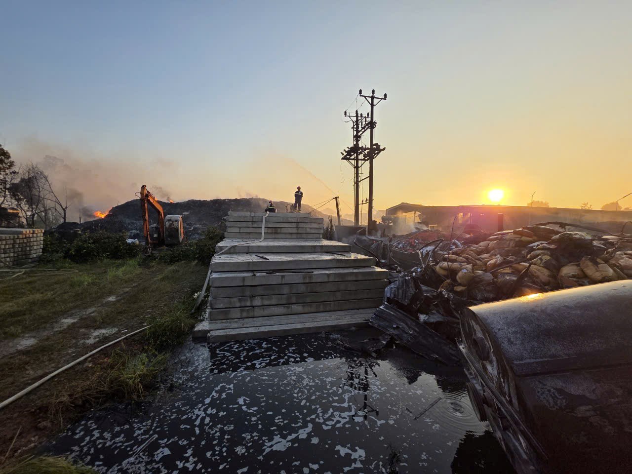 Hiện trường vụ cháy tại xã Trường Tân.