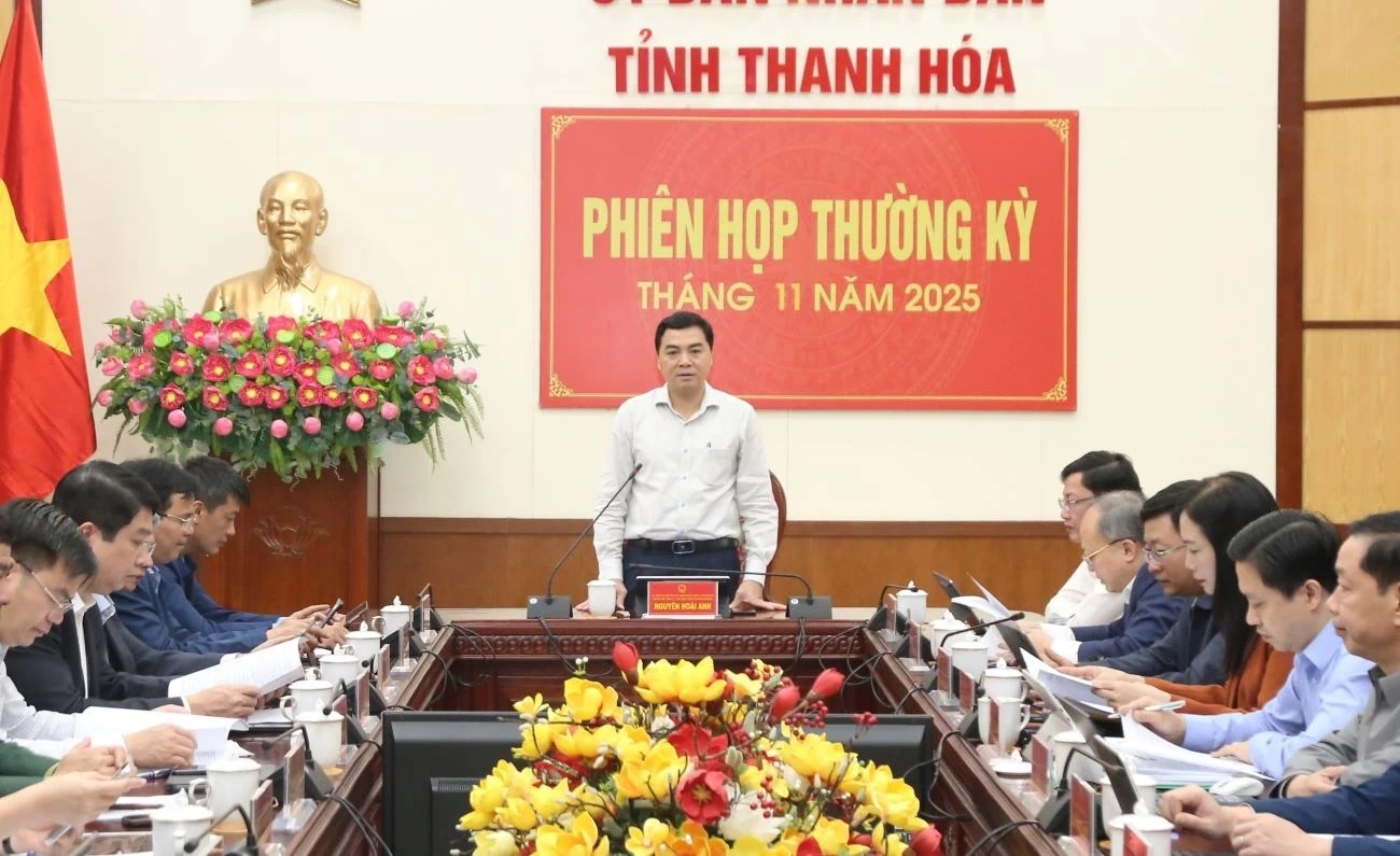 Chủ tịch UBND tỉnh Nguyễn Hoài Anh phát biểu tại phiên họp.
