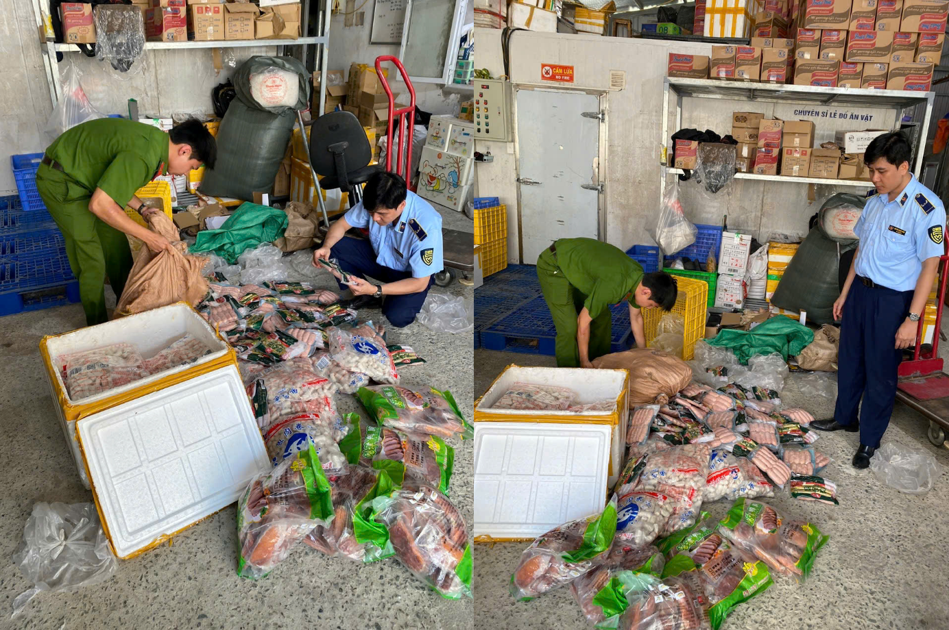 Đội Quản lý thị trường số 22 (Chi cục Quản lý thị trường Hà Nội) kiểm tra cơ sở kinh doanh thực phẩm trên địa bàn. Ảnh: Chi cục Quản lý thị trường Hà Nội