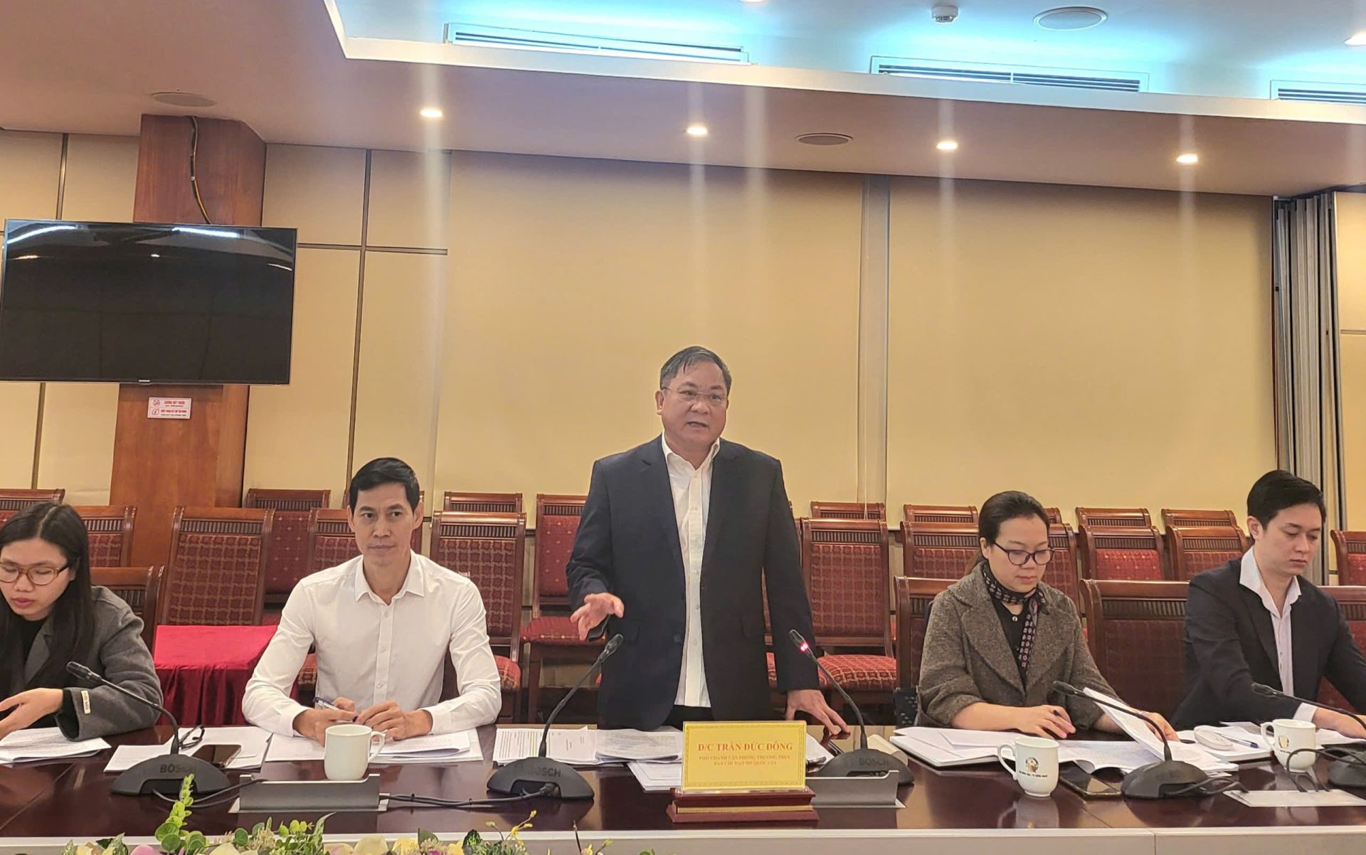 Ông Trần Đức Đông, Phó Chánh Văn phòng Thường trực Ban Chỉ đạo 389 quốc gia phát biểu tại buổi làm việc. Ảnh: T.Hằng