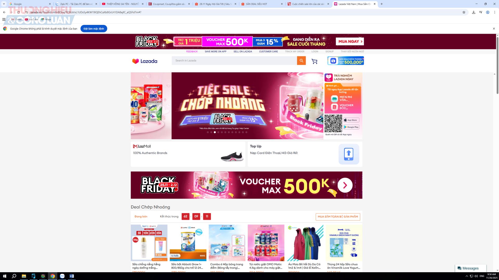 Lazada hưởng ứng Black Friday từ ngày 25/11-2/12 vơi hàng loạt chương trình ưu đãi