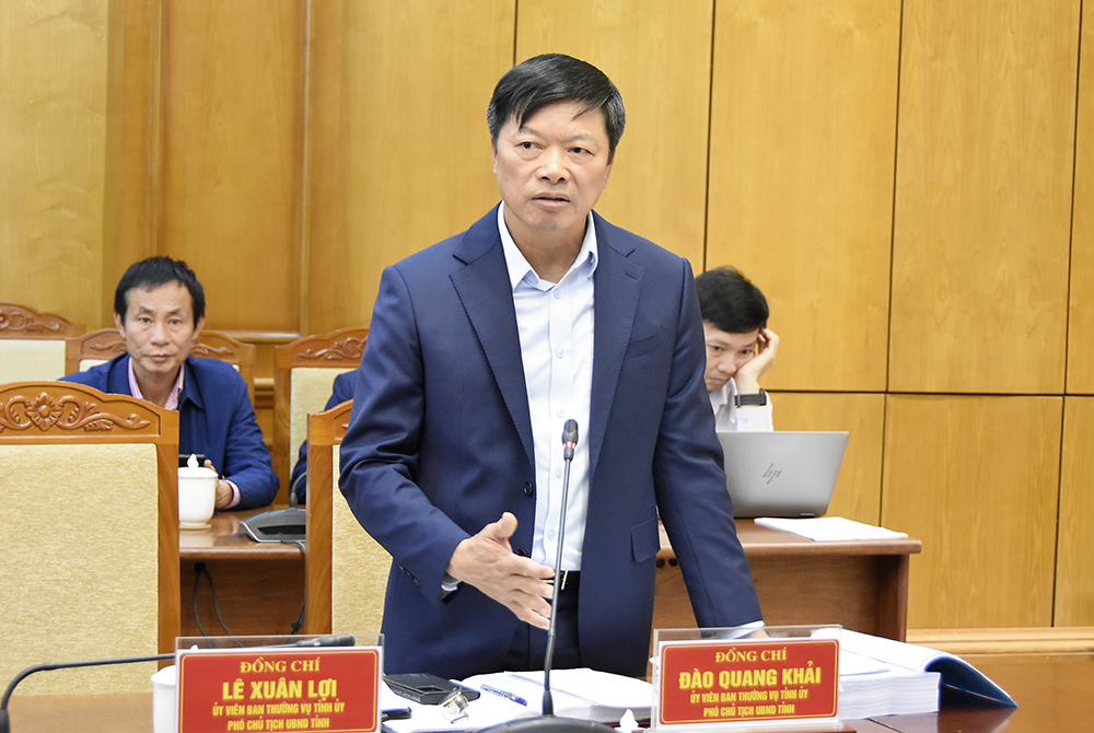 Ph&oacute; Chủ tịch UBND tỉnh Đ&agrave;o Quang Khải ph&aacute;t biểu tại hội nghị.