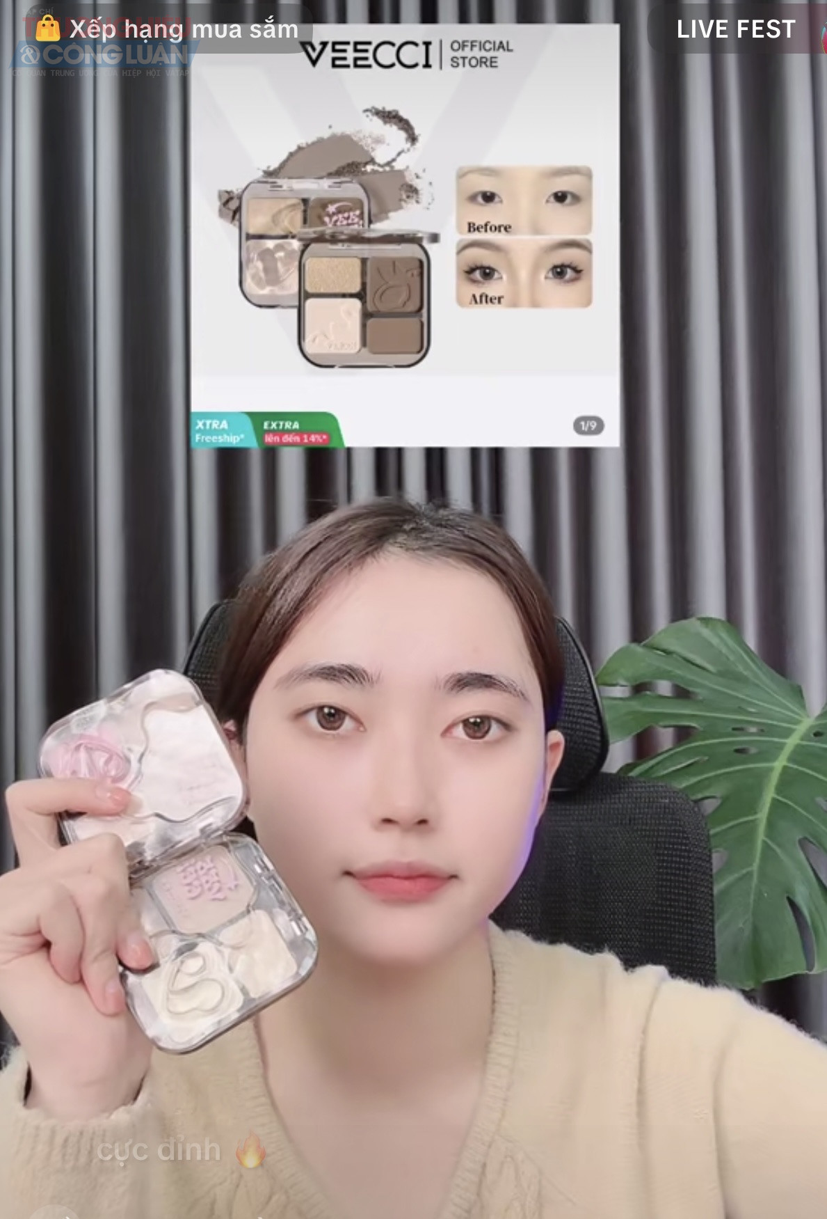 Một buổi livestream giới thiệu sản phẩm mỹ phẩm trên TikTok Shop.