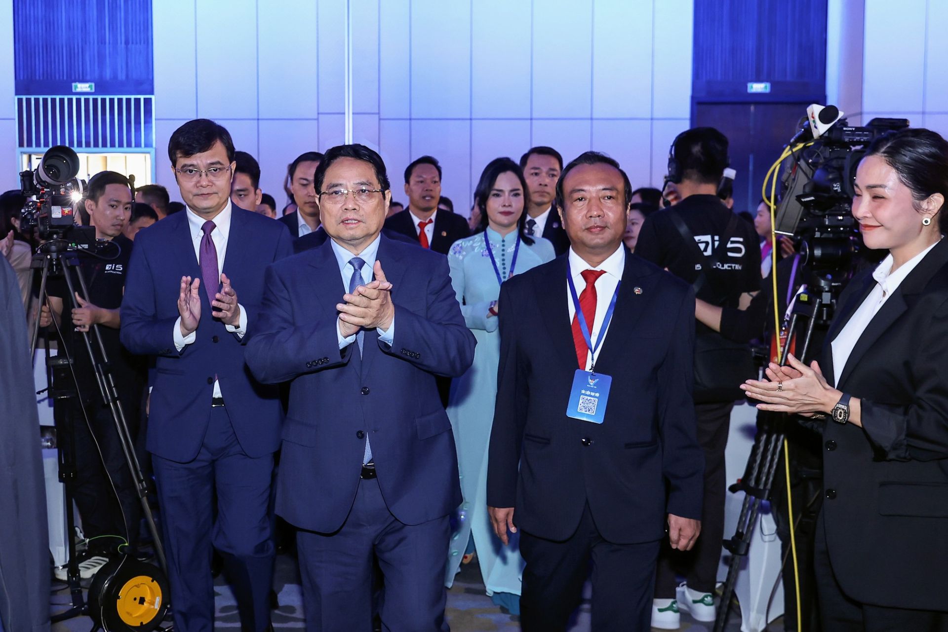 Thủ tướng Phạm Minh Chính dự Đại hội đại biểu toàn quốc Hội Doanh nhân trẻ Việt Nam lần thứ VIII. (Ảnh: VGP/Nhật Bắc)