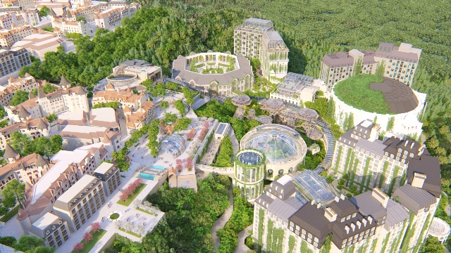 Phối cảnh thiết kế tổ hợp cụm công trình khách sạn, nghỉ dưỡng thuộc Khu du lịch sinh thái trên đỉnh núi Bà Nà.