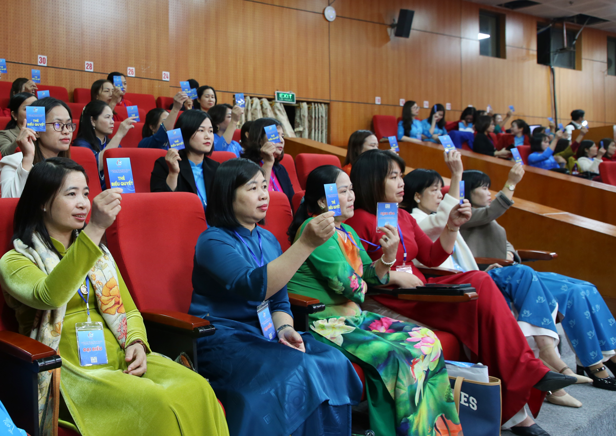 Đại biểu biểu quyết thông qua Nghị quyết Đại hội