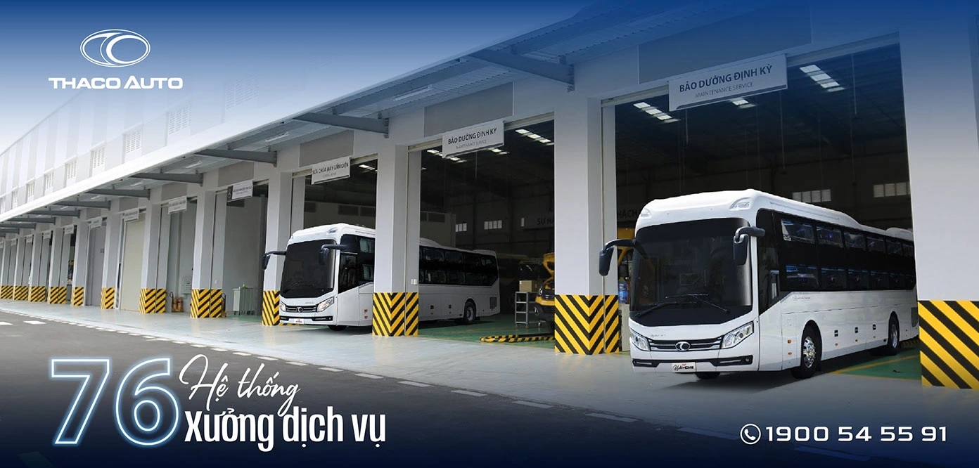 Hệ thống xưởng dịch vụ ủy quyền của THACO AUTO đối với xe tải, bus rộng khắp cả nước