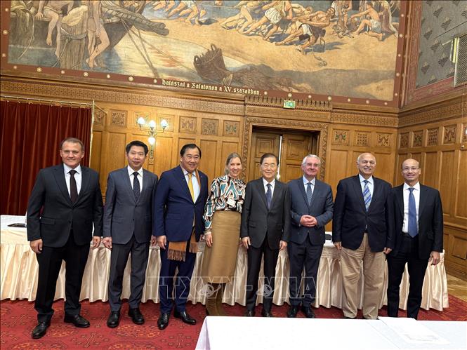 Đại sứ Việt Nam tại Hungary Bùi Lê Thái chụp ảnh cùng các đại biểu tại Diễn đàn Chính trị Á – Âu lần thứ 6 tại Hungary. Ảnh: TTXVN phát Đại sứ Việt Nam tại Hungary Bùi Lê Thái chụp ảnh cùng các đại biểu tại Diễn đàn Chính trị Á – Âu lần thứ 6 tại Hungary. Ảnh: TTXVN phát