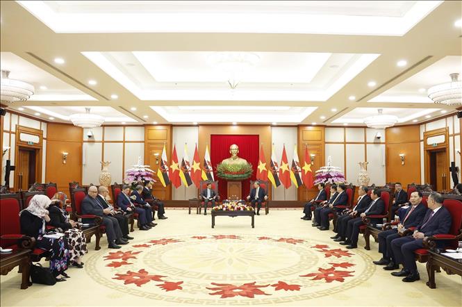 Tổng Bí thư Tô Lâm tiếp Quốc vương Brunei Haji Hassanal Bolkiah. Ảnh: Thống Nhất/TTXVN Tổng Bí thư Tô Lâm tiếp Quốc vương Brunei Haji Hassanal Bolkiah. Ảnh: Thống Nhất/TTXVN