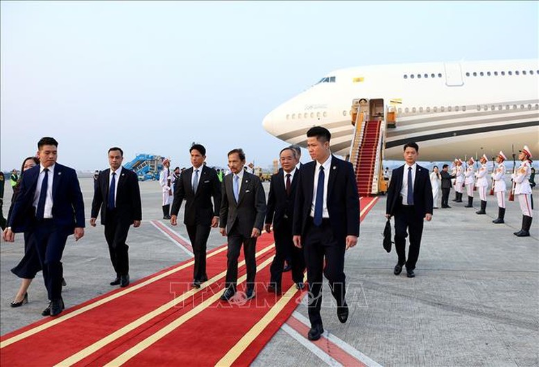 Quốc vương Brunei Darussalam đến Hà Nội, bắt đầu chuyến thăm cấp Nhà nước tới Việt Nam