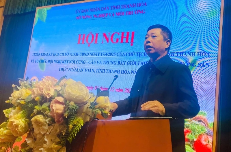 Phó Giám đốc Sở Nông nghiệp và Môi trường Nguyễn Đức Cường phát biểu khai mạc hội nghị