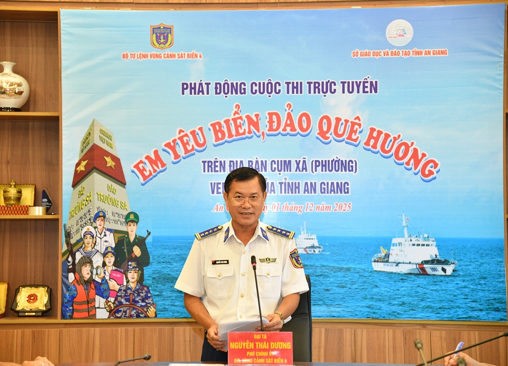 Đại tá Nguyễn Thái Dương, Ủy viên Ban thường vụ Đảng ủy, Phó Phính ủy BTL Vùng Cảnh sát biển 4 phát động cuộc thi.