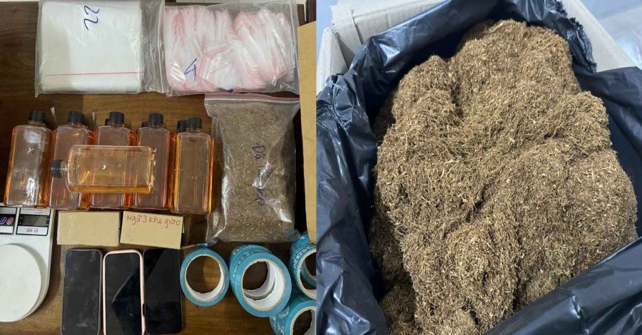 Tang vật thu giữ tại nơi ở của 2 đối tượng.