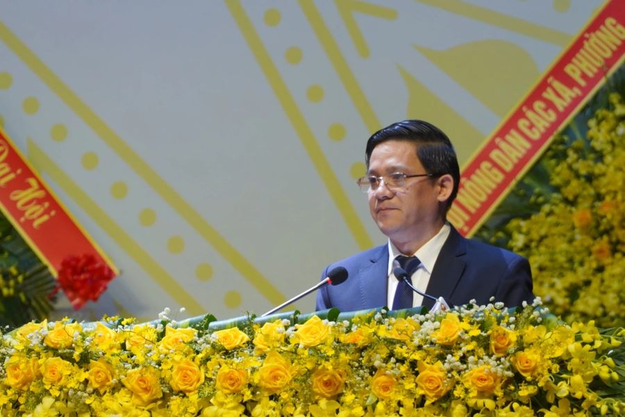 Phó Chủ tịch Trung ương Hội Nông dân Việt Nam Phạm Tiến Nam phát biểu tại đại hội.