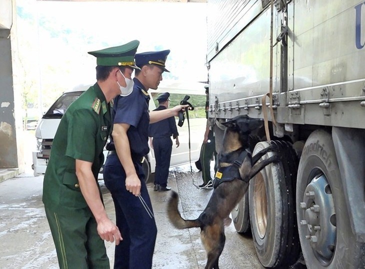 Lượng lượng chức năng sử dụng chó nghiệp vụ, để kiểm soát các hành vi vi phạm. Ảnh: H.N Lượng lượng chức năng sử dụng chó nghiệp vụ, để kiểm soát các hành vi vi phạm. Ảnh: H.N