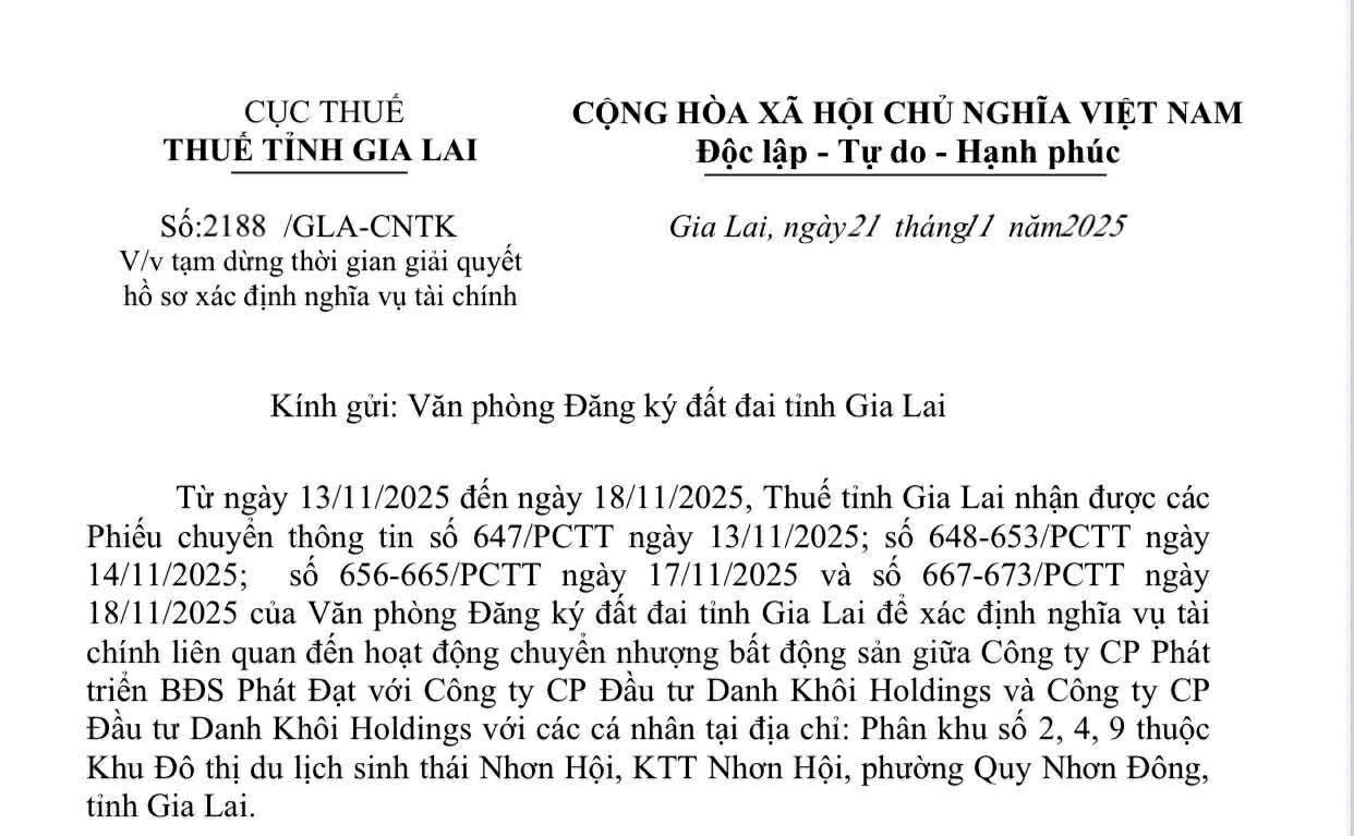 Một phần văn bản số 2188/GLA-CNTK của Thuế tỉnh Gia Lai