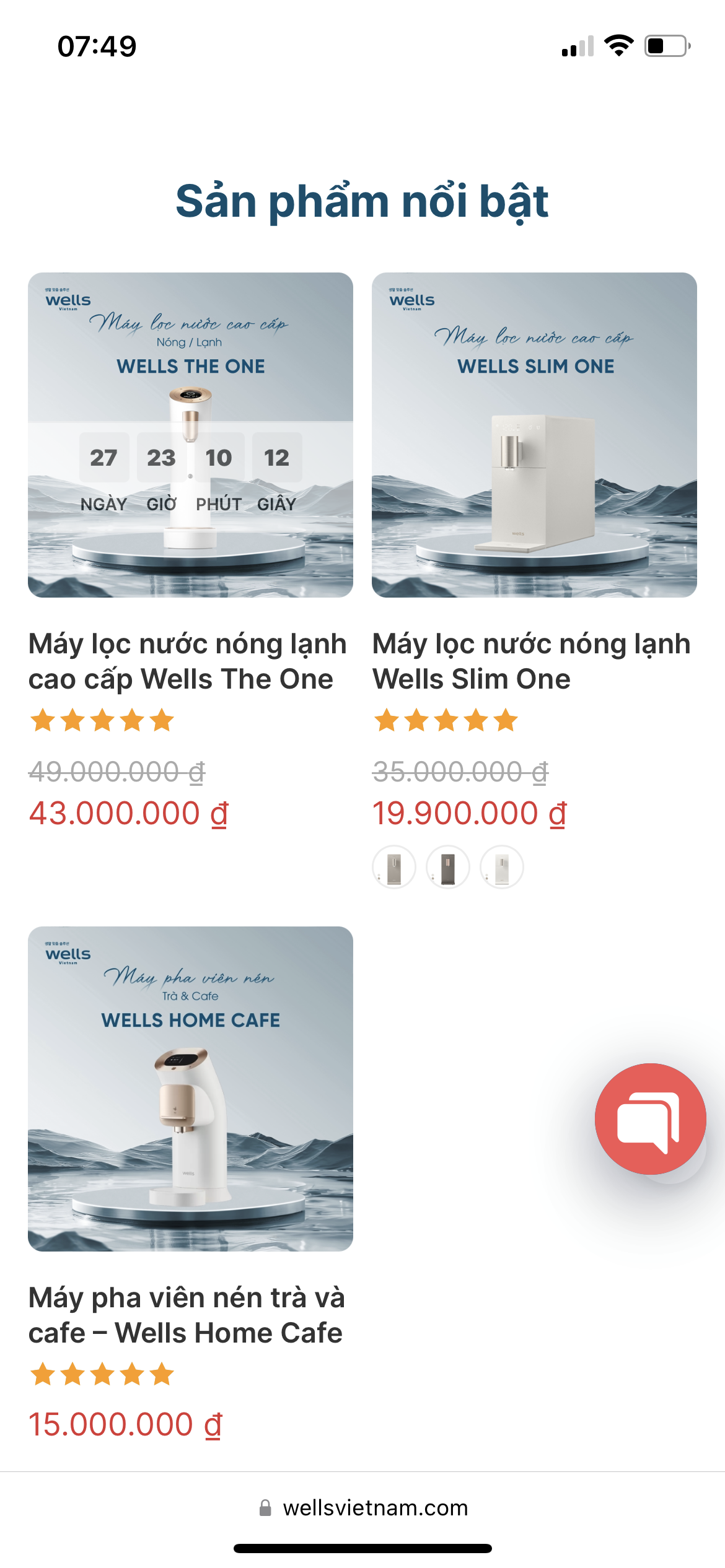 Sản phẩm nổi bật được chào bán trên website https://wellsvietnam.com/