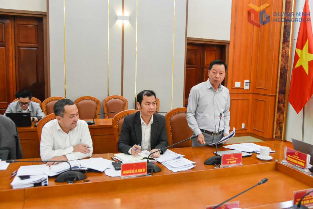 Ông Lê Văn Ánh, Phó Chủ tịch UBND tỉnh Quảng Ninh, phát biểu tại cuộc họp.