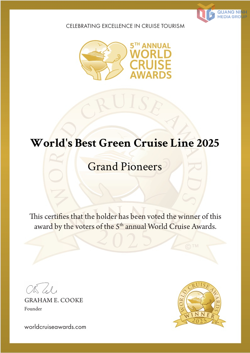 Du thuyền Grand Pioneers của Công ty TNHH Vận tải Việt Thuận được vinh danh là hãng du thuyền xanh tốt nhất thế giới 2025. Du thuyền Grand Pioneers của Công ty TNHH Vận tải Việt Thuận được vinh danh là hãng du thuyền xanh tốt nhất thế giới 2025.