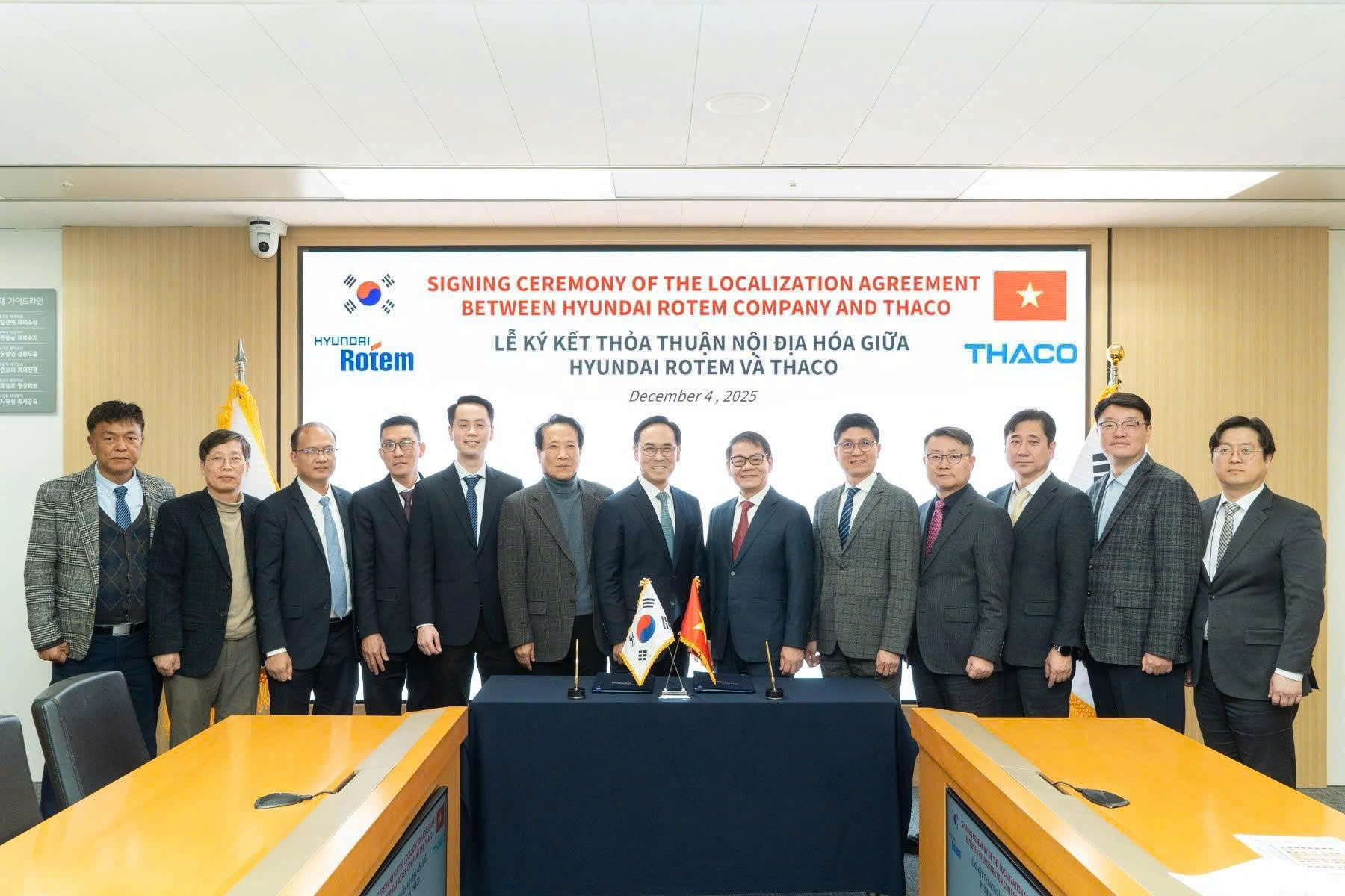THACO ký kết Thỏa thuận Nội địa hóa với Hyundai Rotem, hợp tác phát triển công nghiệp đường sắt tại Việt Nam