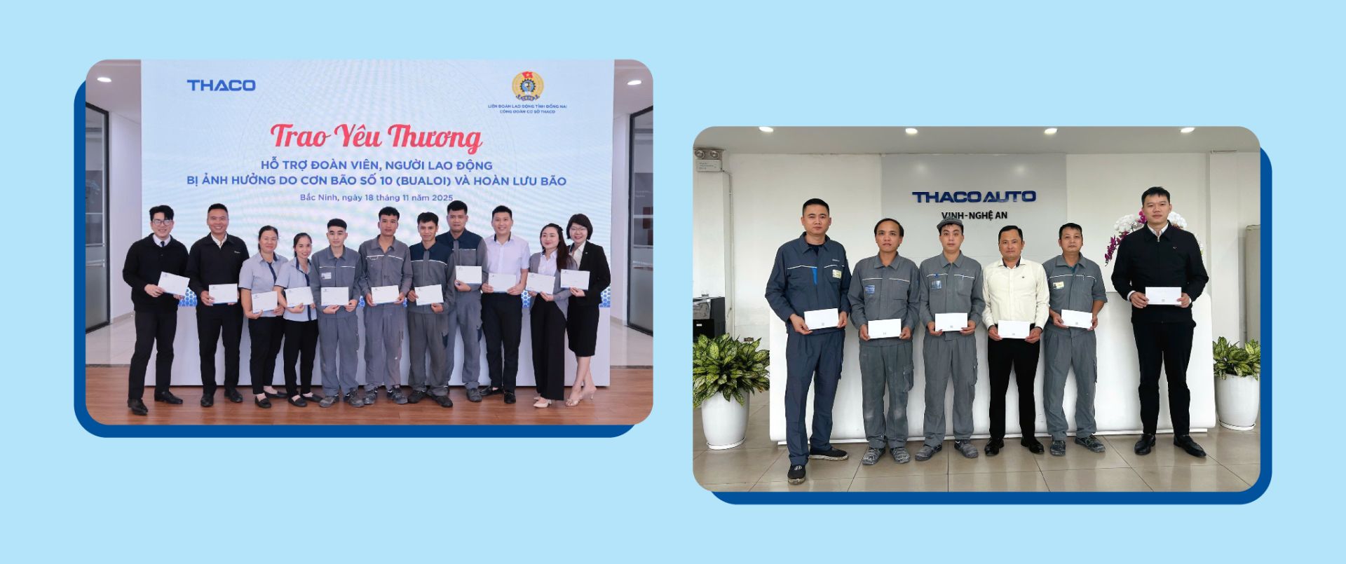 C&ocirc;ng đo&agrave;n THACO hỗ trợ đo&agrave;n vi&ecirc;n, người lao động chịu ảnh hưởng bởi b&atilde;o v&agrave; ho&agrave;n lưu b&atilde;o