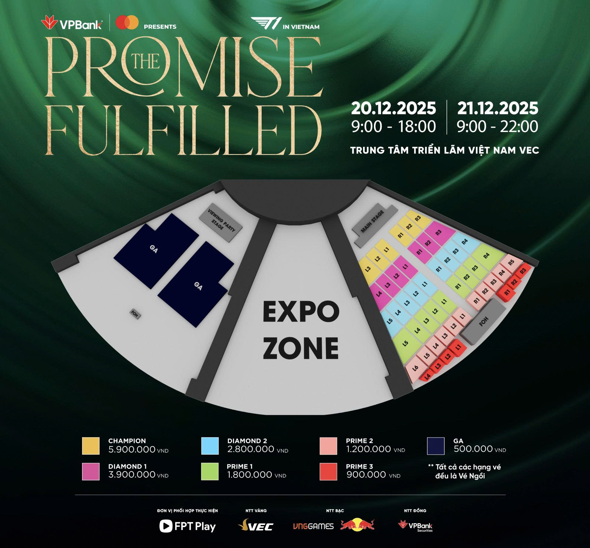 VPBank công bố giá vé, sơ đồ chỗ ngồi tại sự kiện tâm điểm ngày 21/12 tới đây.